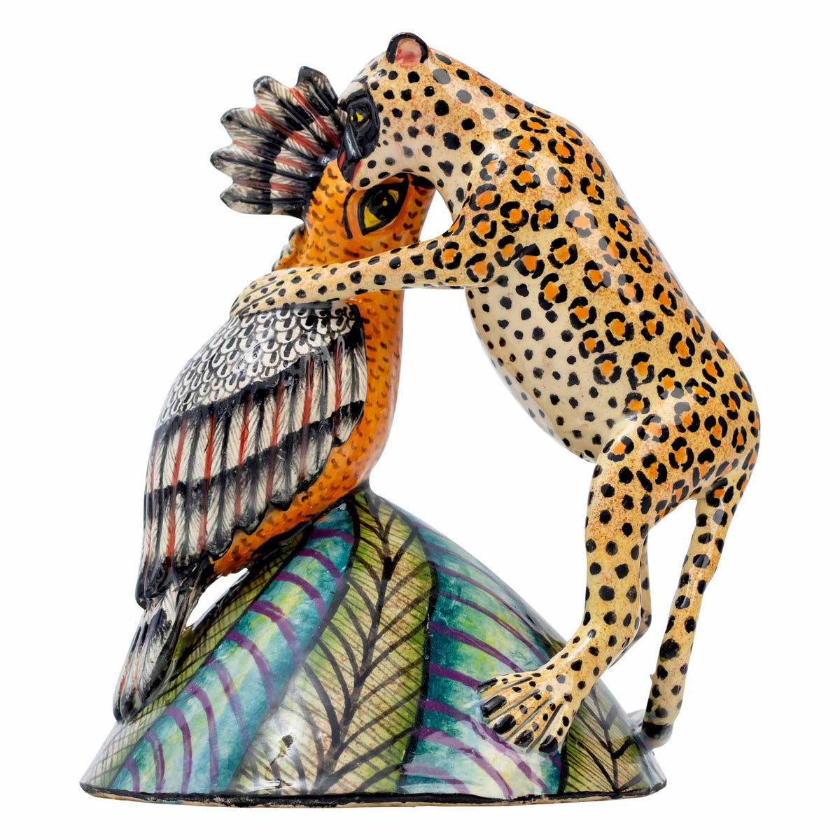 Hoopoe & Leopard Monkey Sculpture