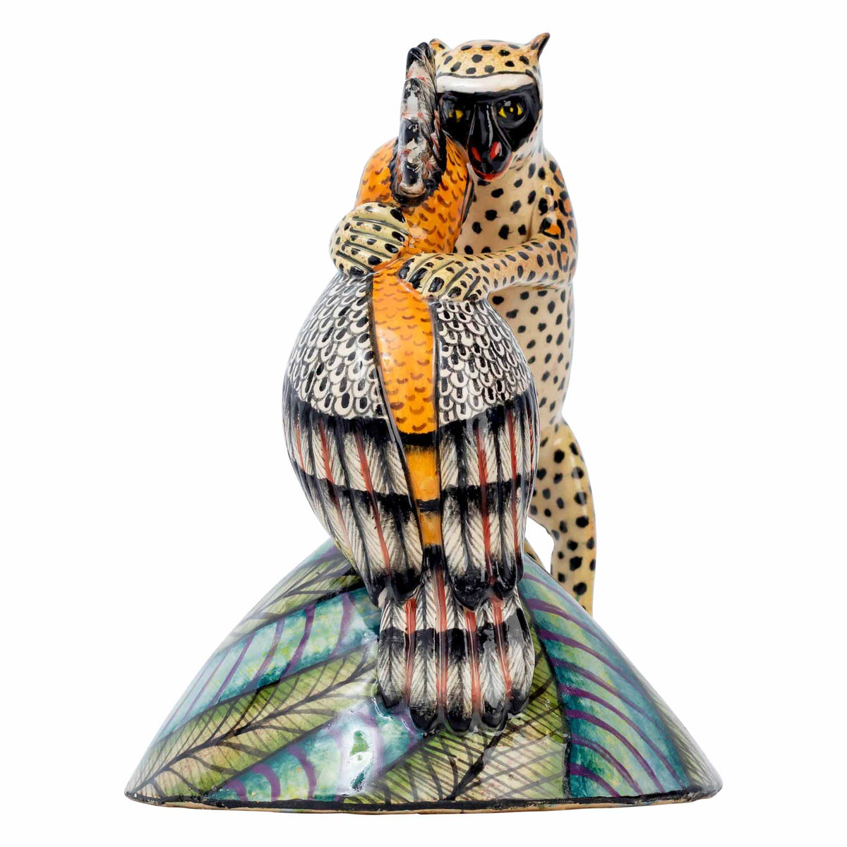 Hoopoe & Leopard Monkey Sculpture