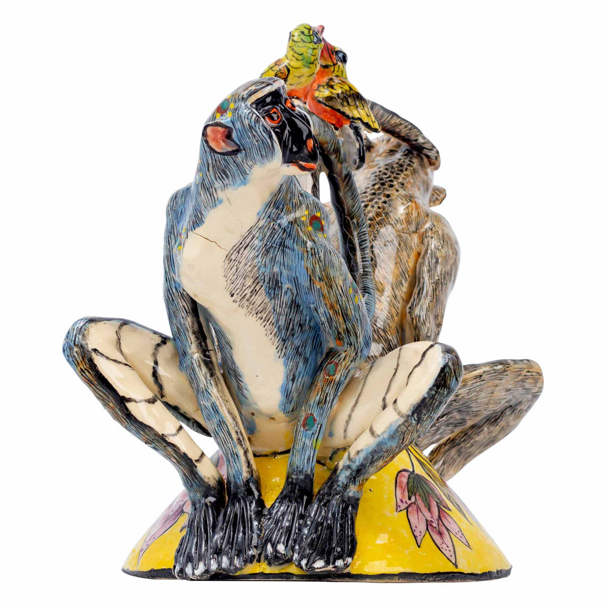Monkey & Sunbird Sculpture