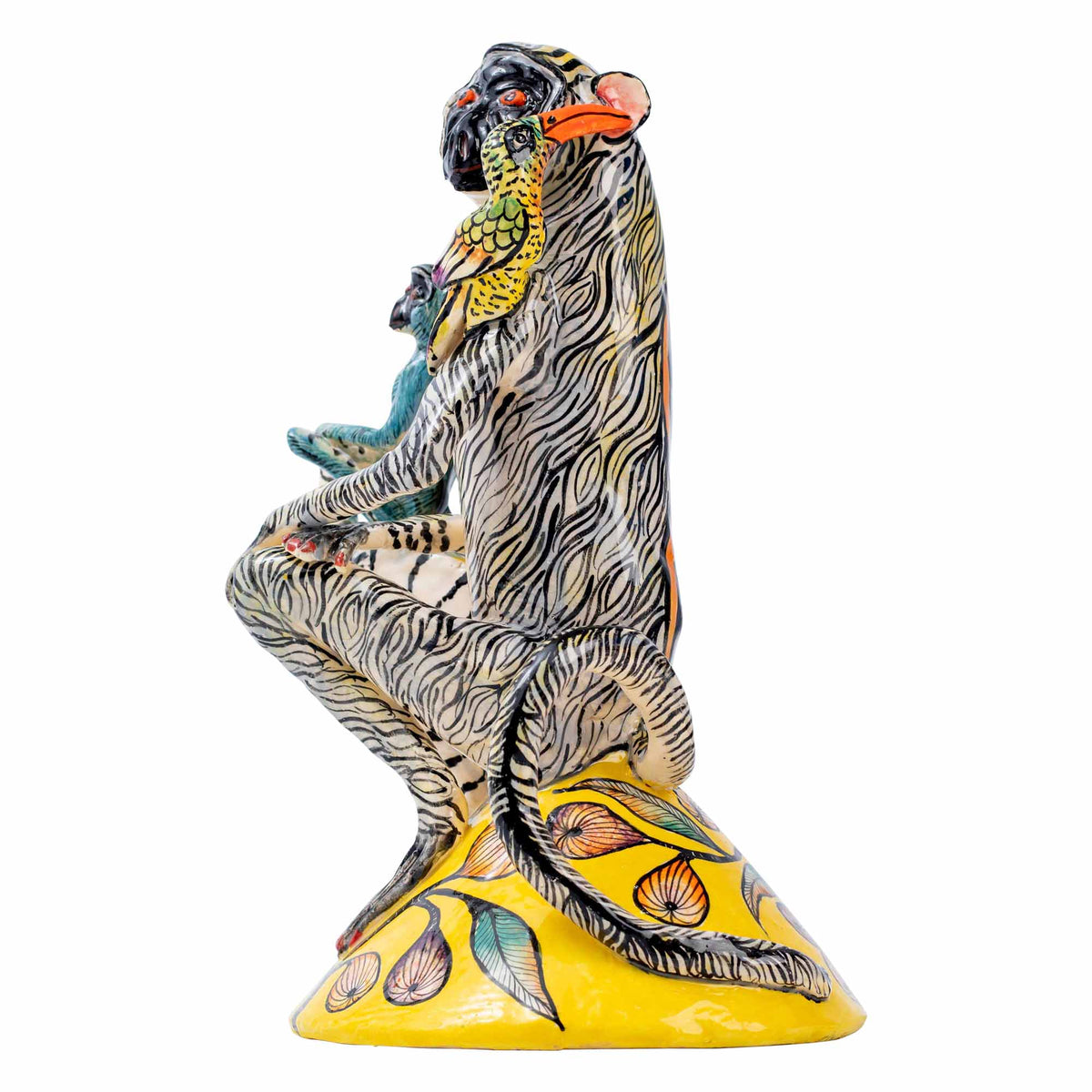 Mother Monkey With Baby Sculpture
