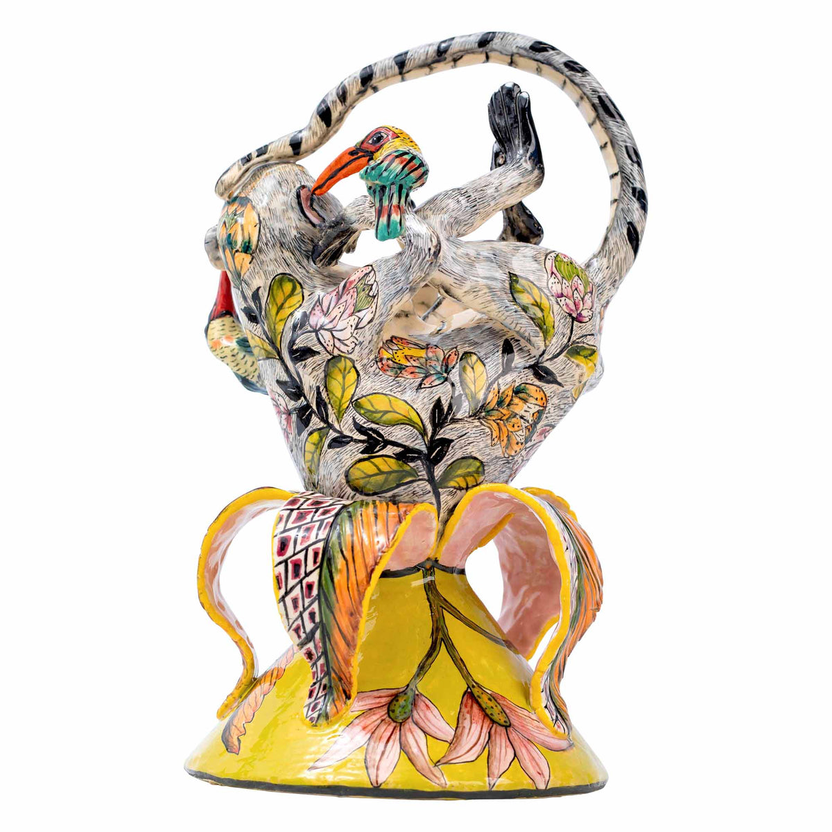 Monkey & Sunbird Sculpture
