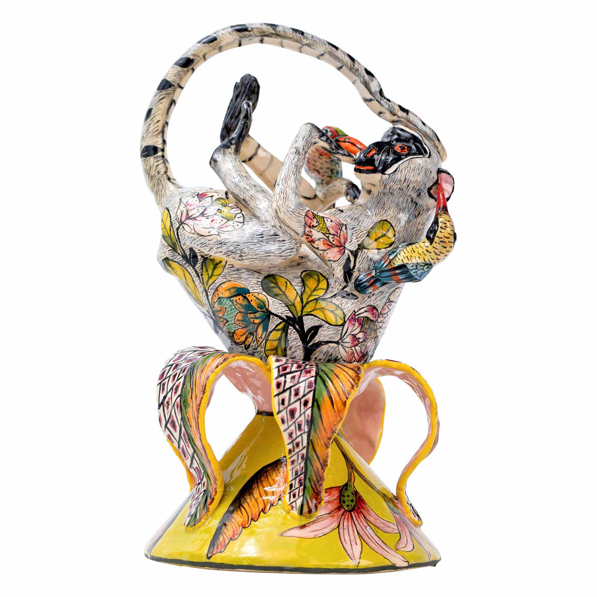 Monkey & Sunbird Sculpture