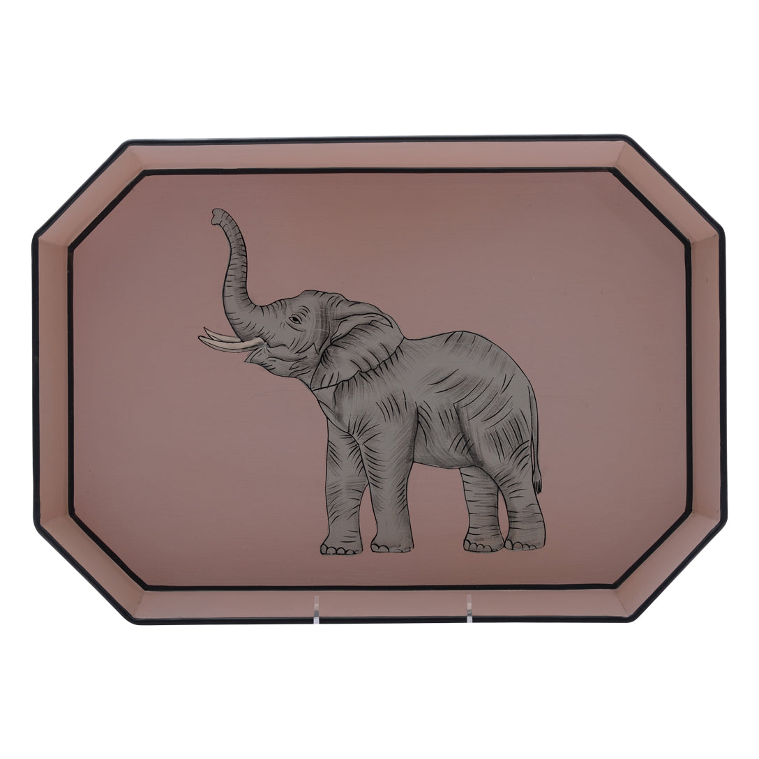 Elephant hand-painted iron tray