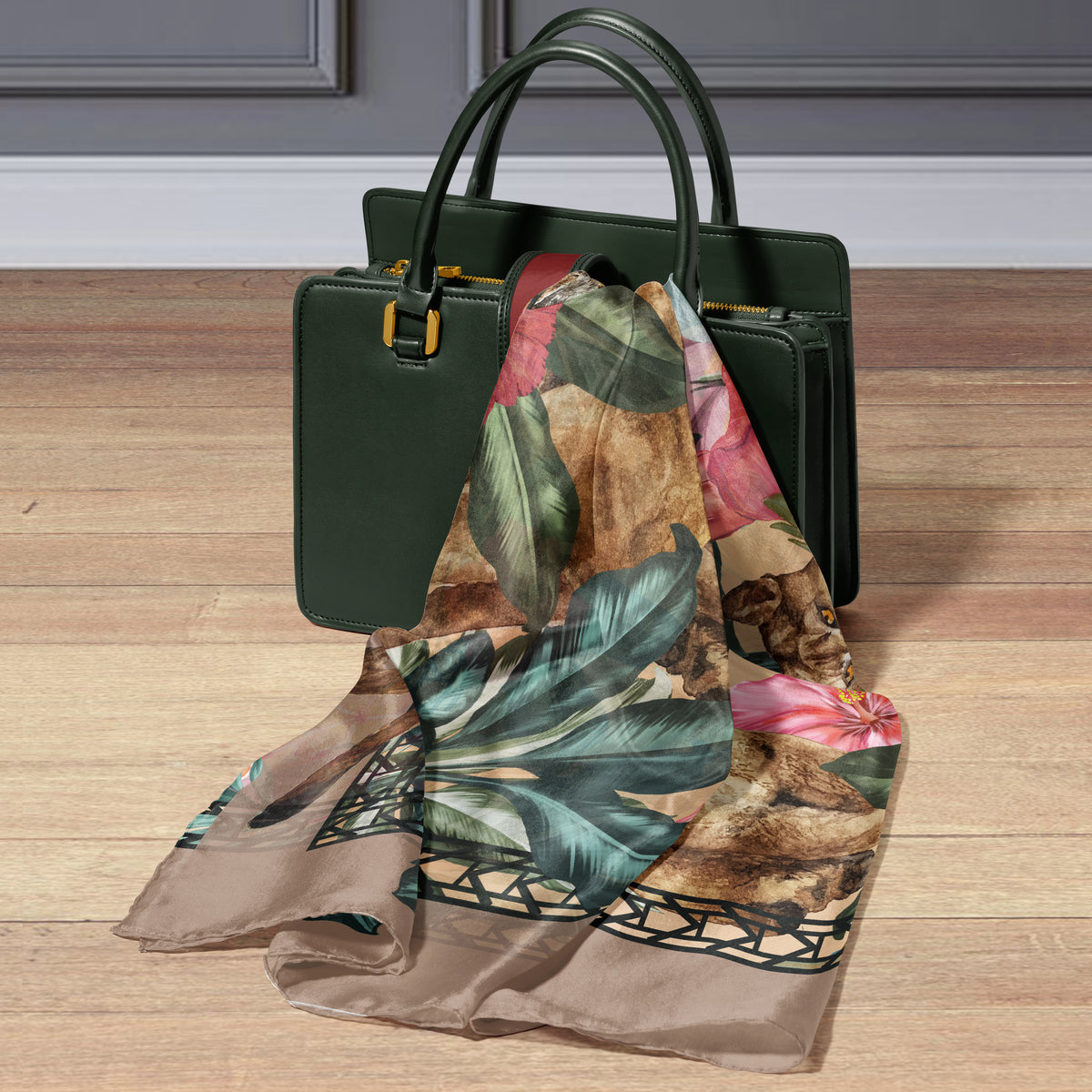 Florida Cats Silk Scarf Tan