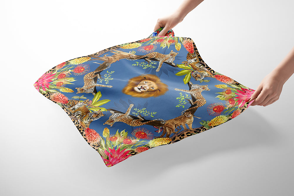 Cats of the World Silk Scarf Blue