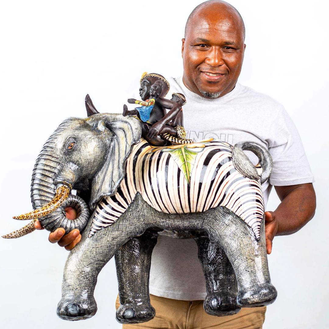 Elephant rider sculpture