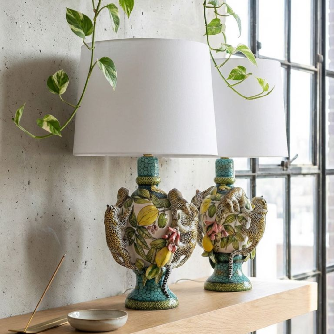 Pair of leopard lamps