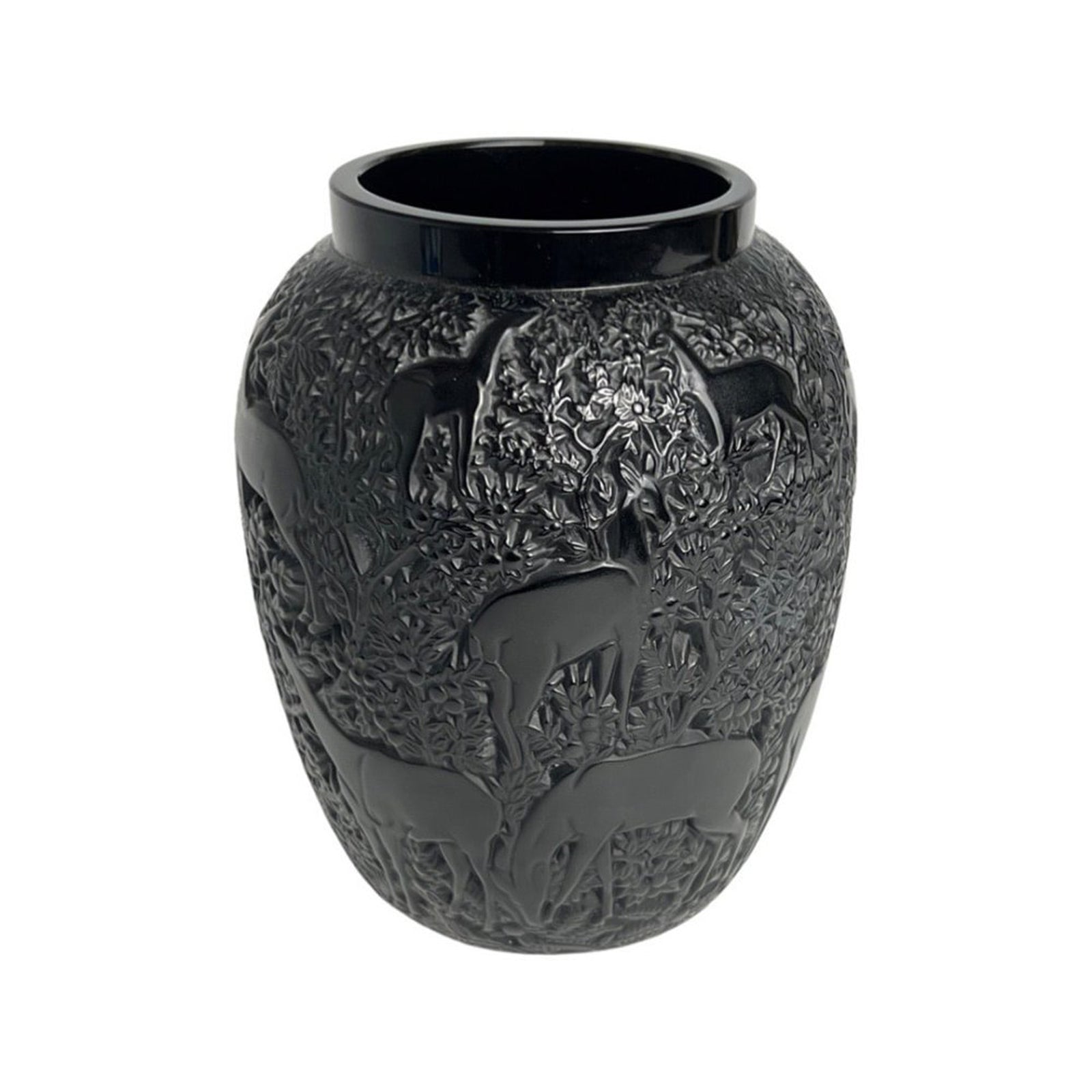Black Lalique Biches Vase