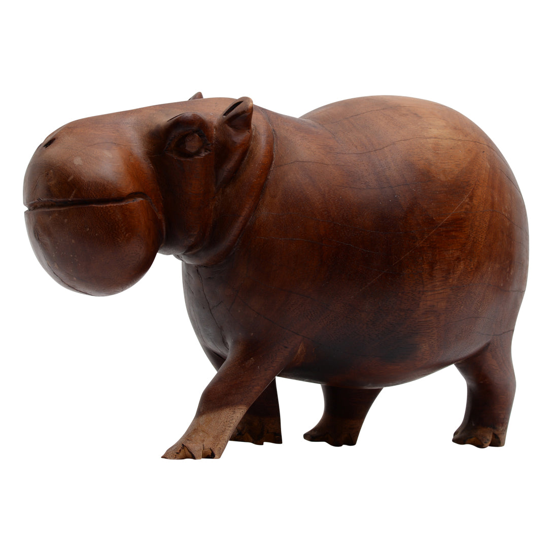 Hand Carved Wooden Hippo