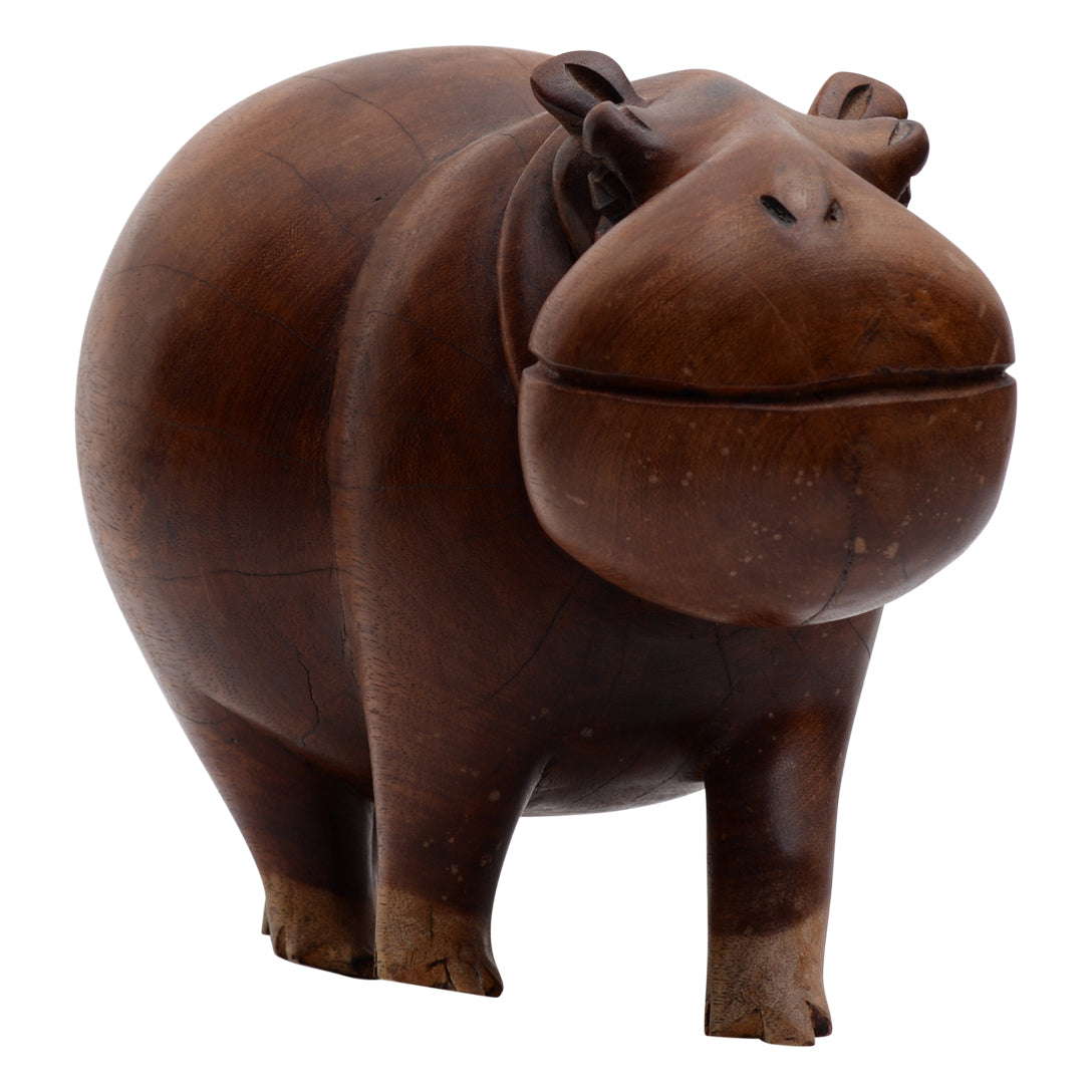 Hand Carved Wooden Hippo