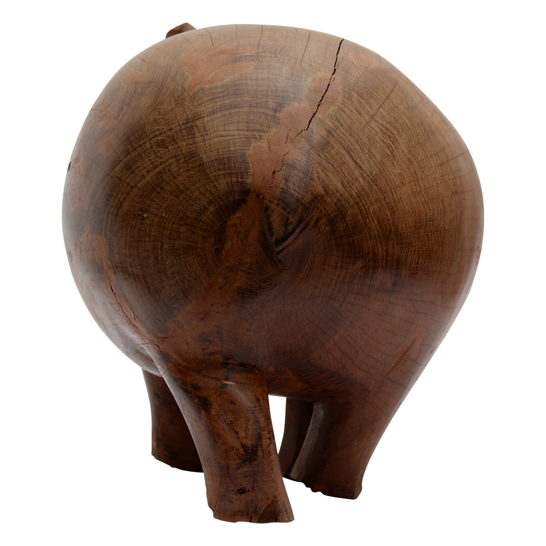 Hand Carved Wooden Hippo