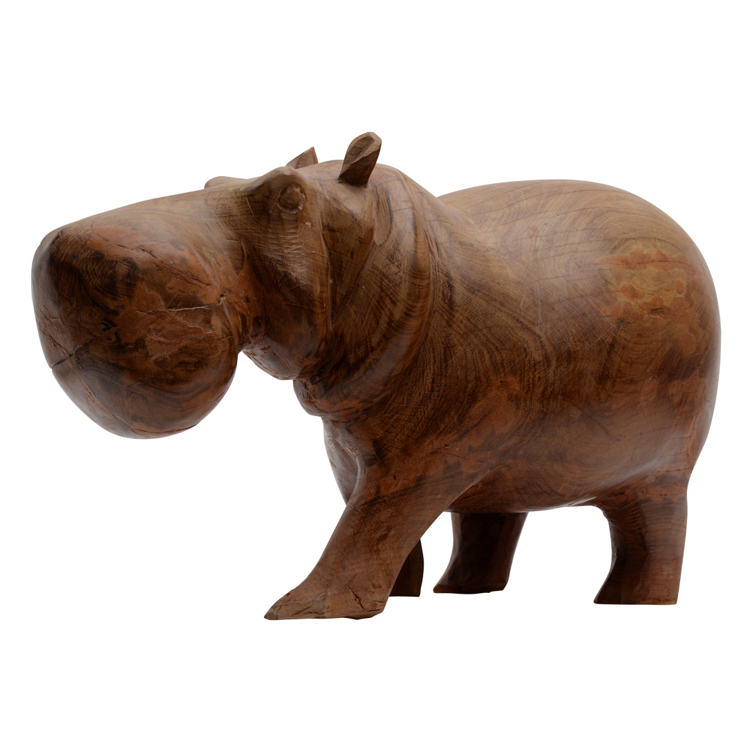 Hand Carved Wooden Hippo