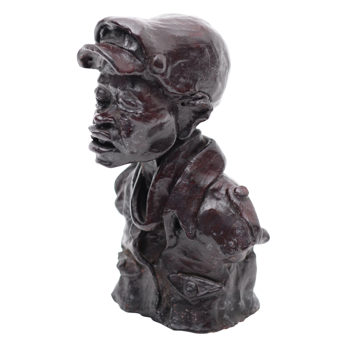 Man with hat clay bust