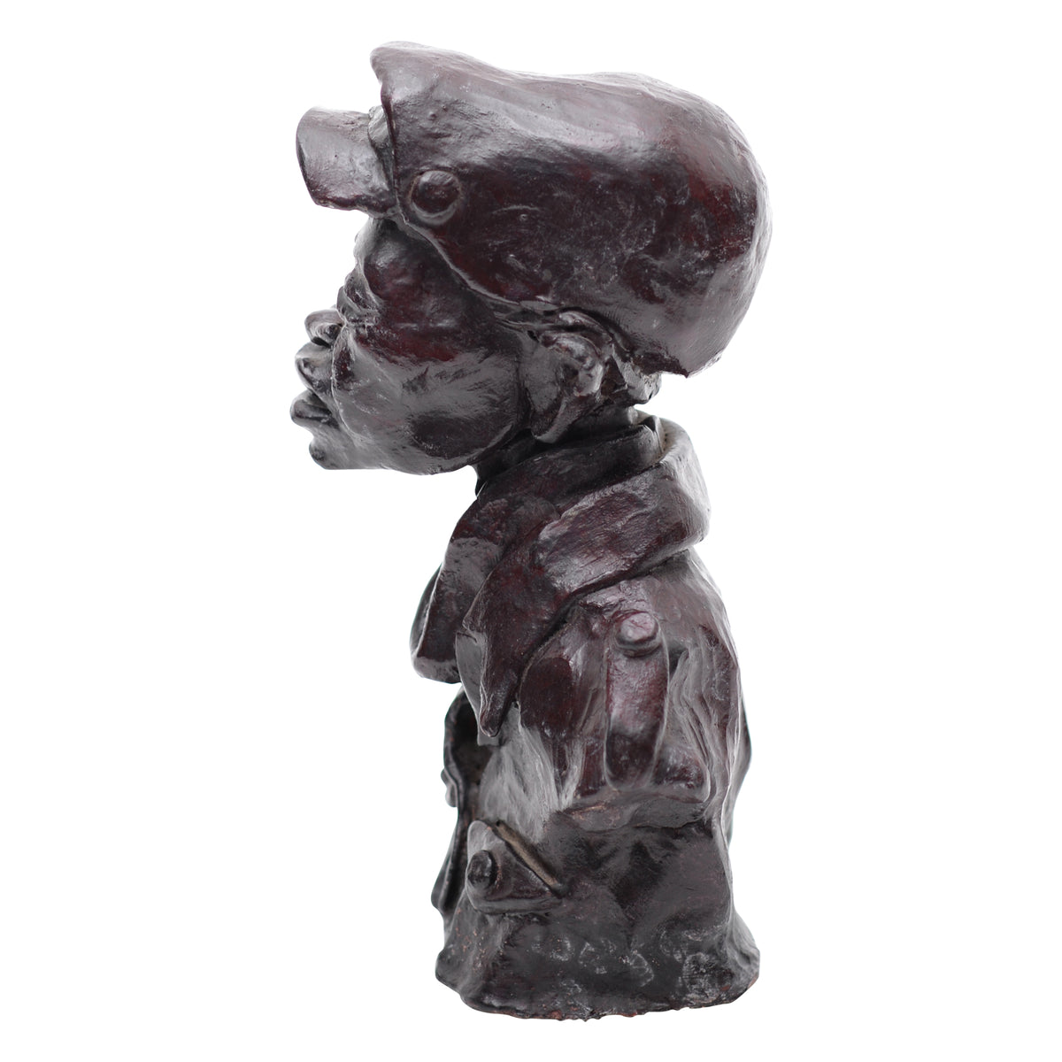 Man with hat clay bust