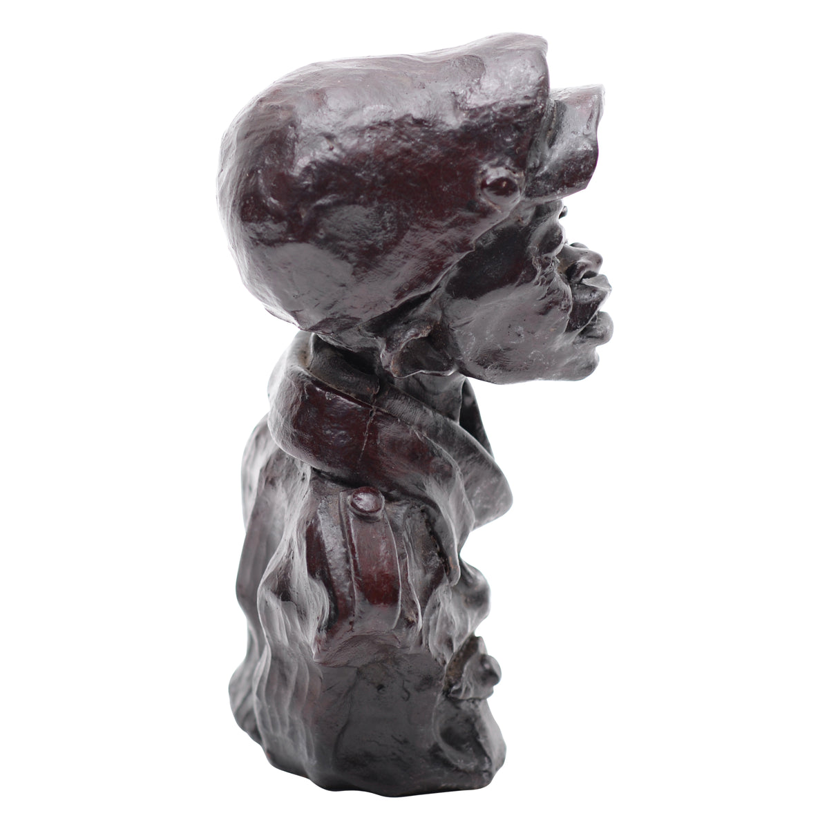 Man with hat clay bust
