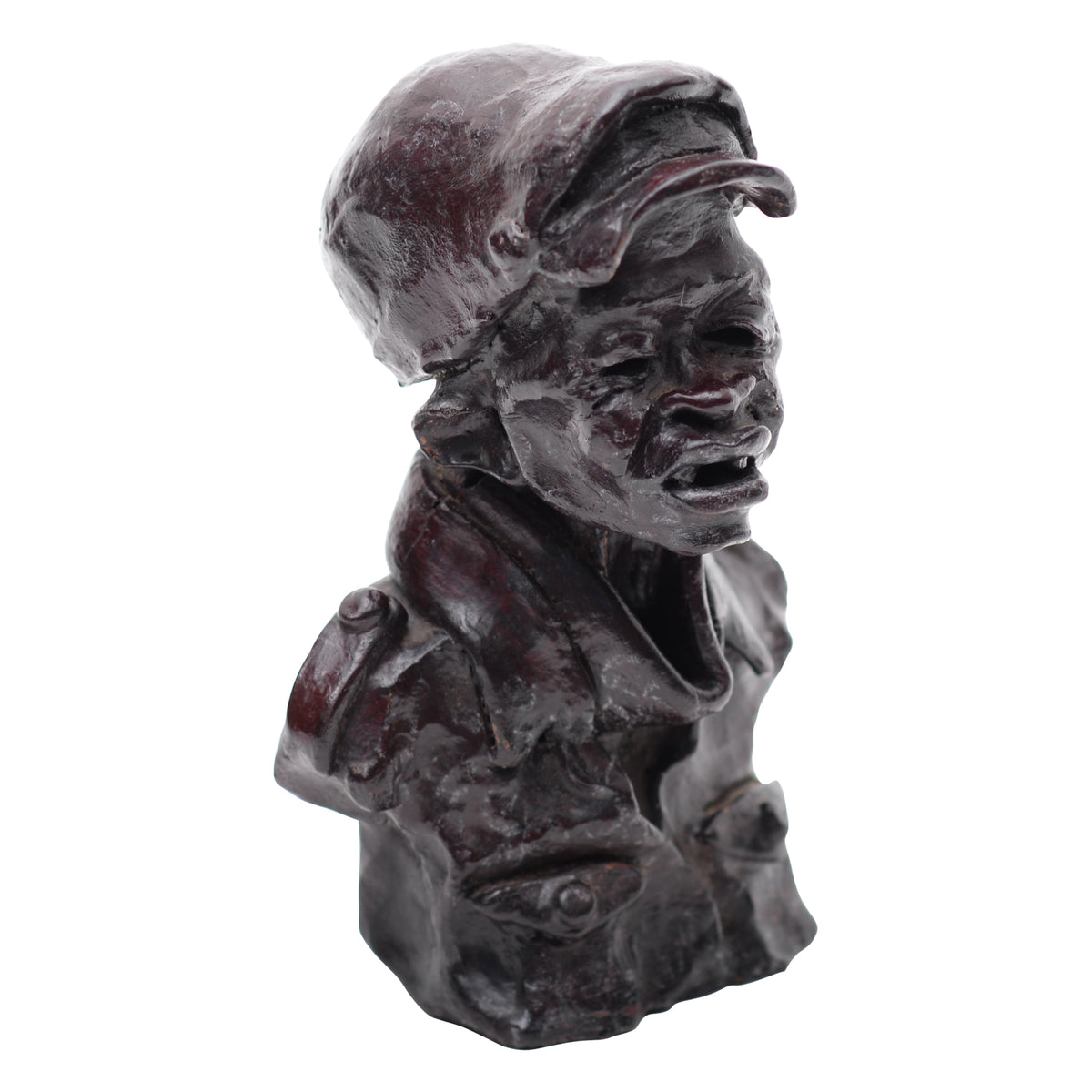 Man with hat clay bust