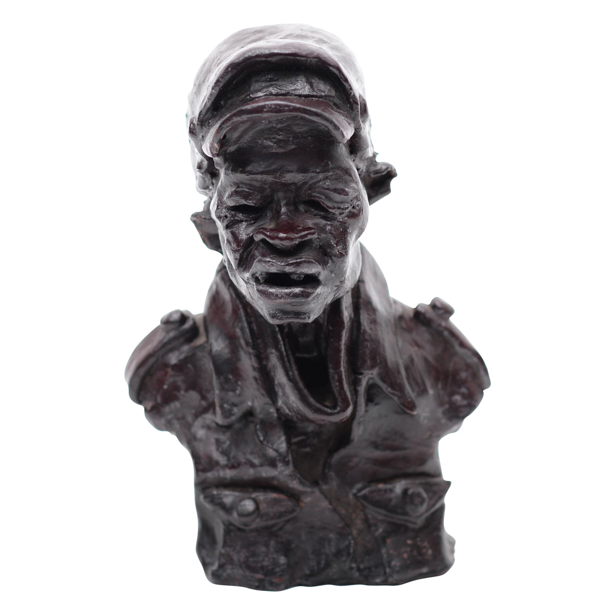 Man with hat clay bust