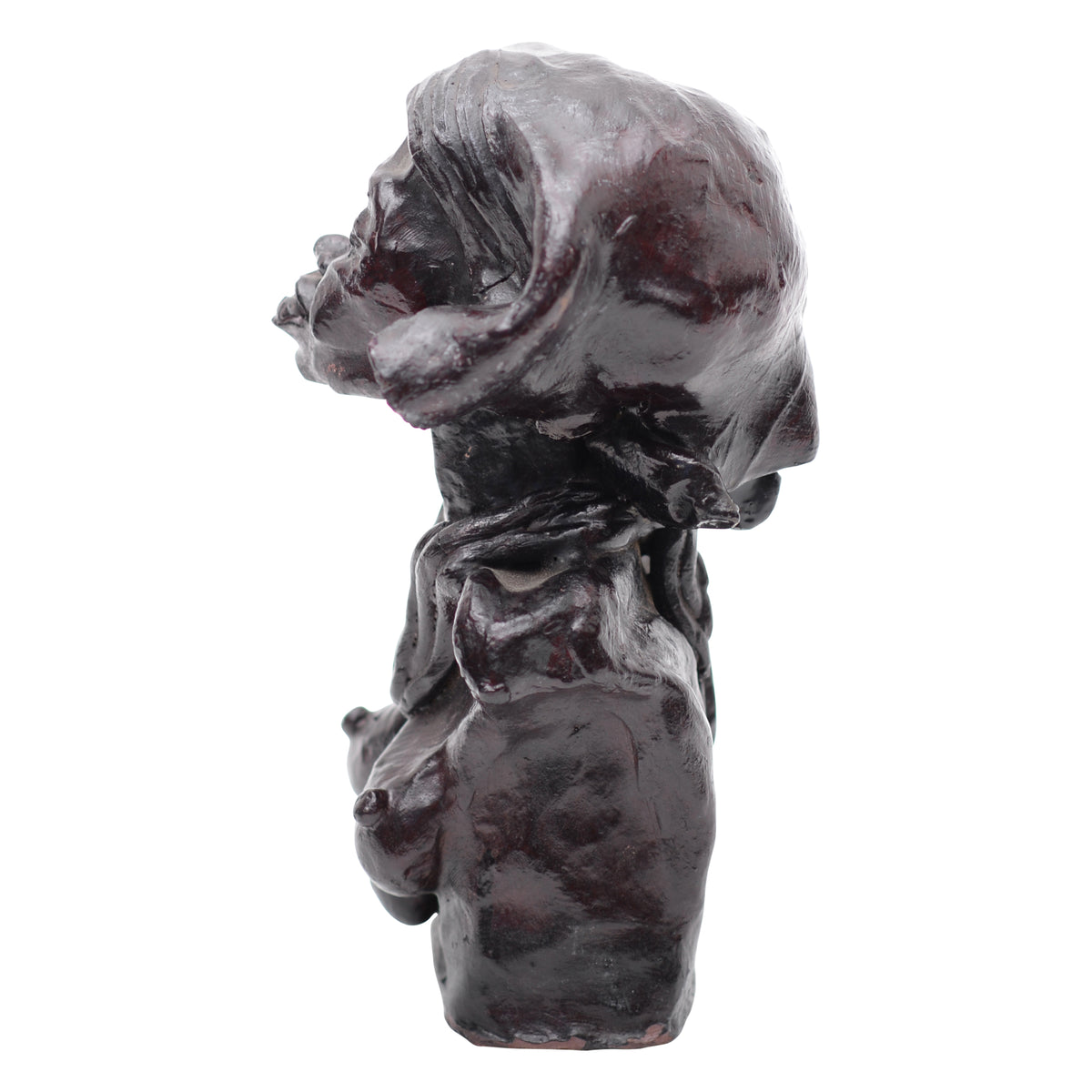 Woman with bandana clay bust