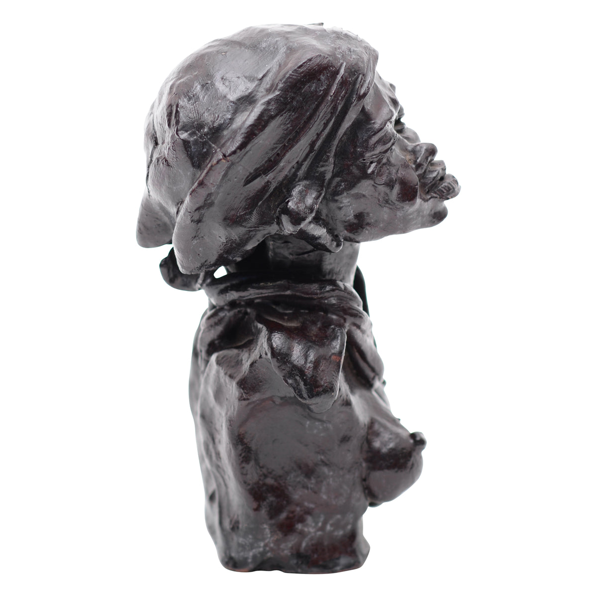Woman with bandana clay bust
