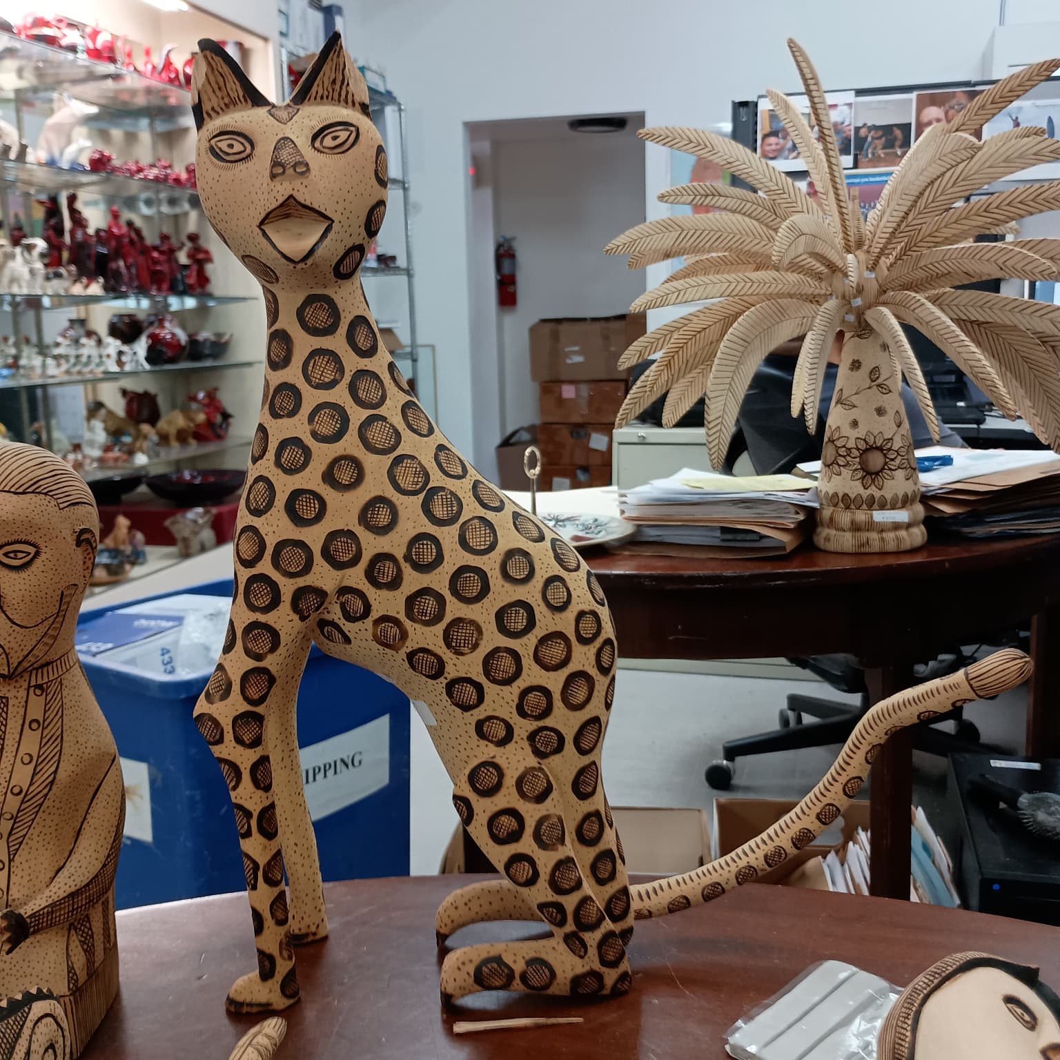 Whimsical leopard sculpture