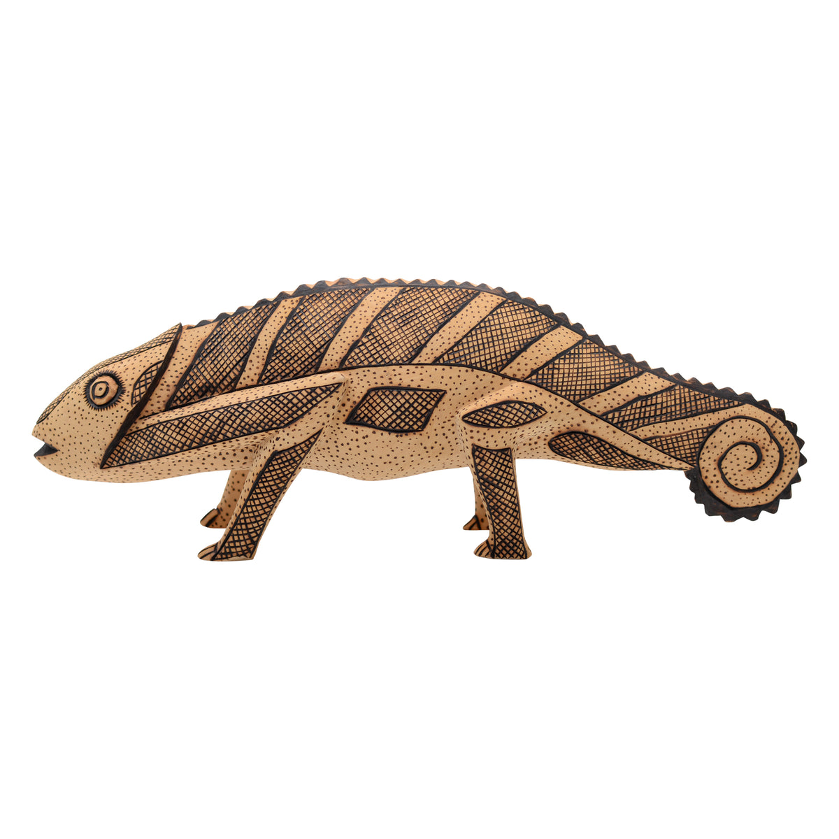 Whimsical chameleon sculpture