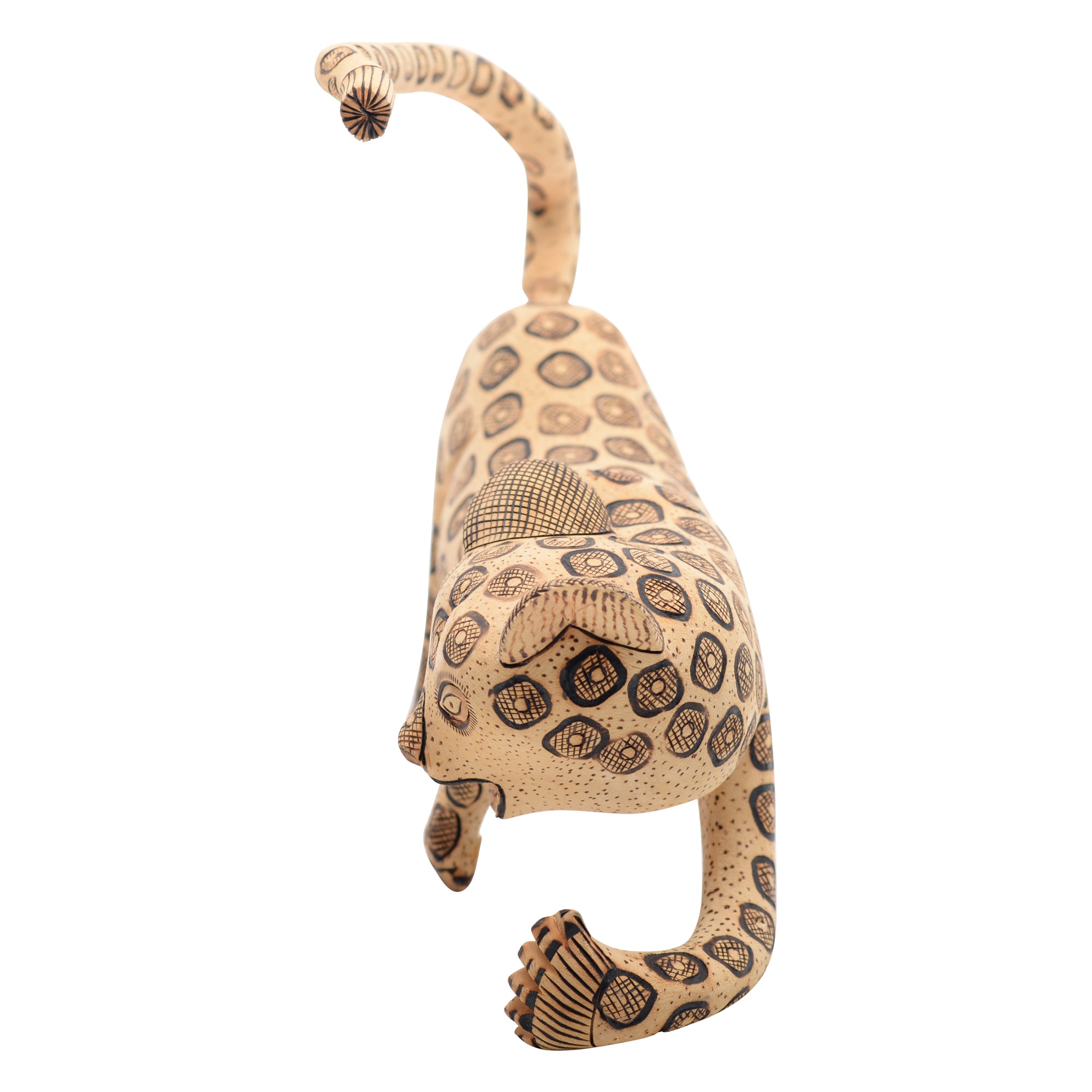 This whimsical folk art leopard sculpture