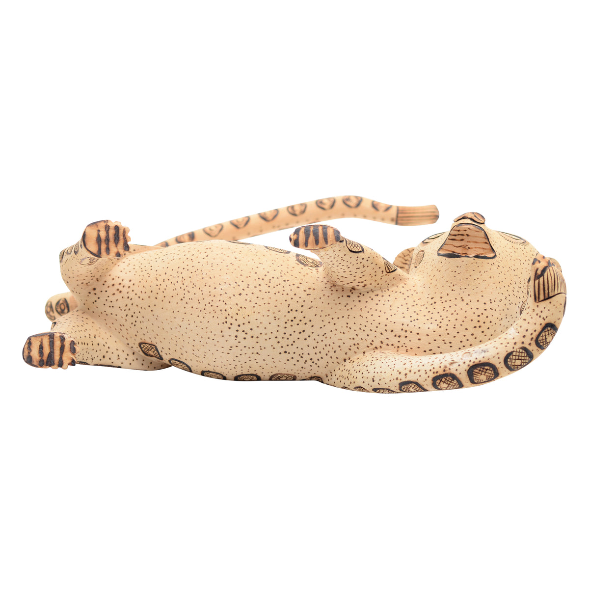 This whimsical folk art leopard sculpture