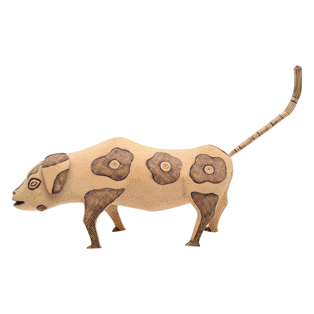 This whimsical folk art dog sculpture