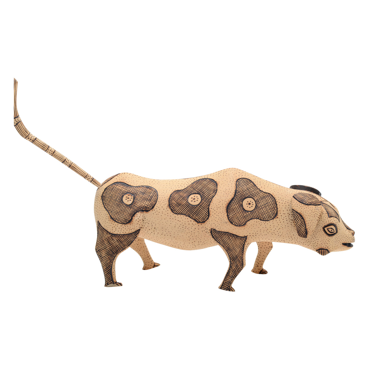 This whimsical folk art dog sculpture