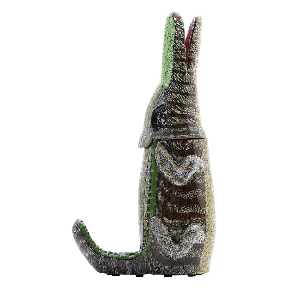 Crocodile lidded vessel