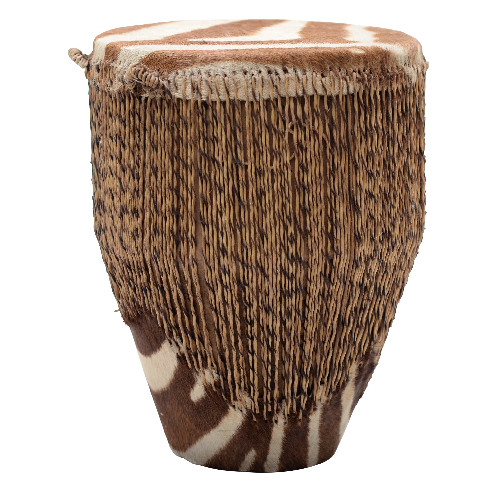 Zebra Skin wood carved drum