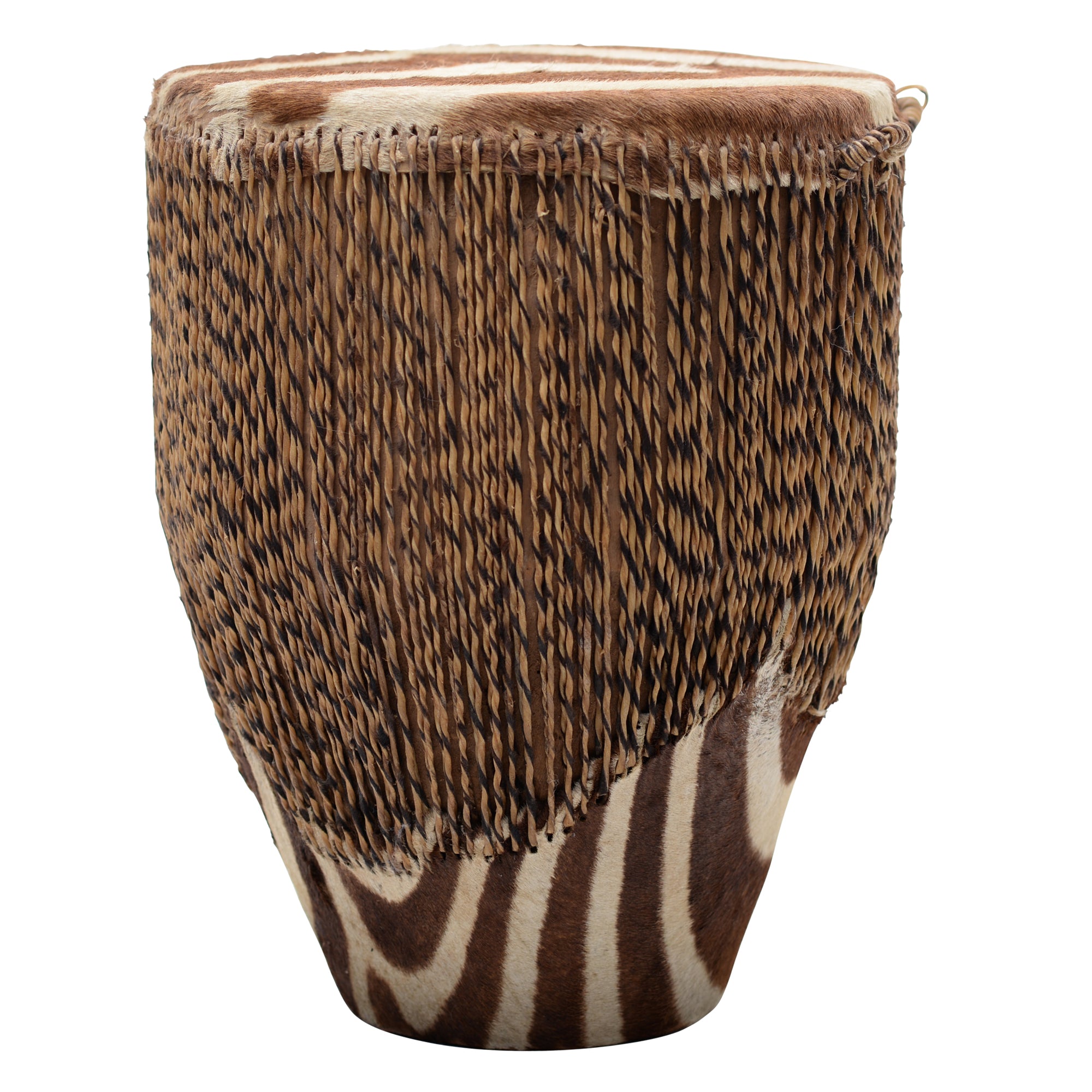 Zebra Skin wood carved drum
