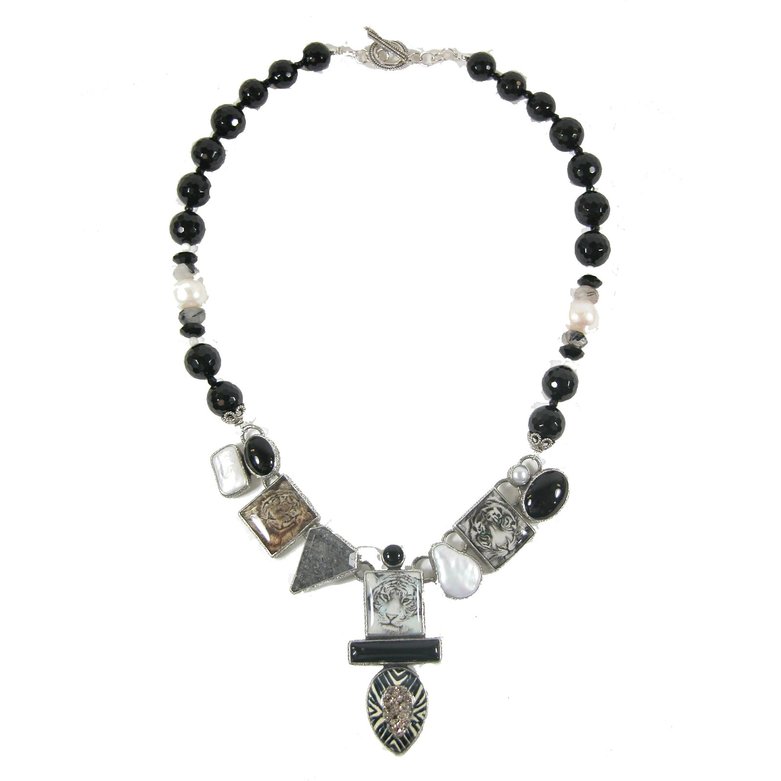 White tiger tile necklace