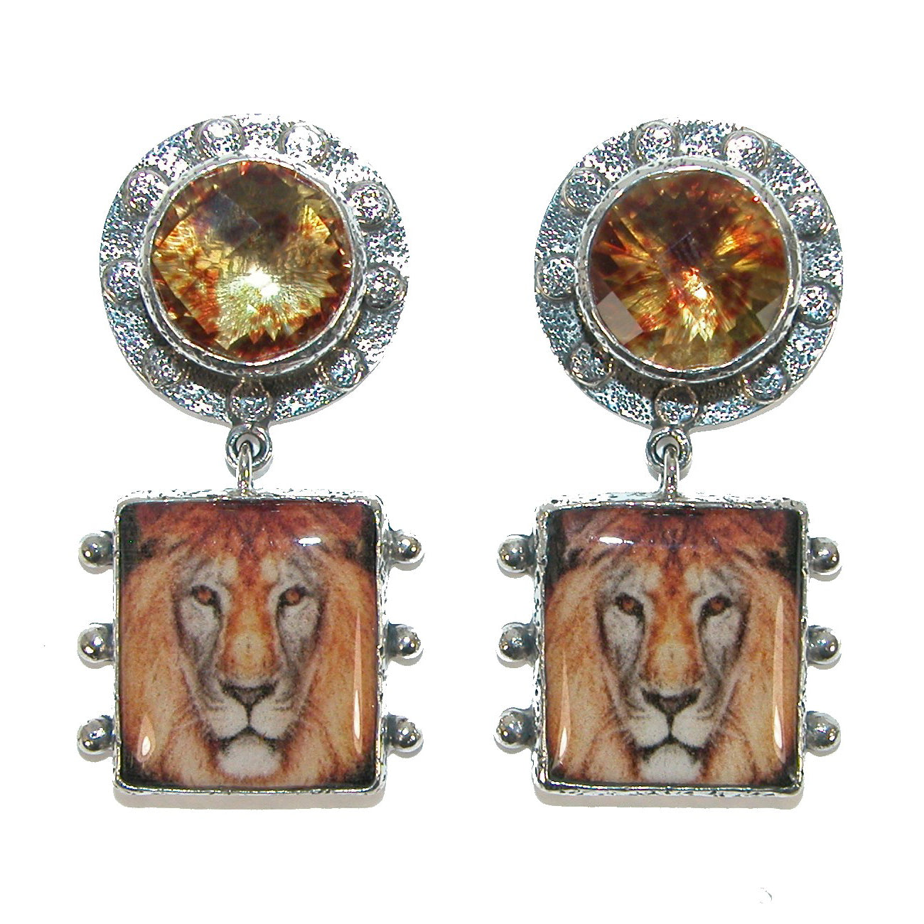 Lion tile earrings