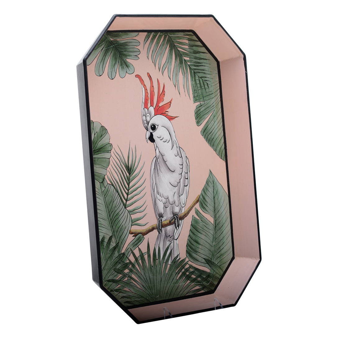 Cockatoo hand-painted iron tray