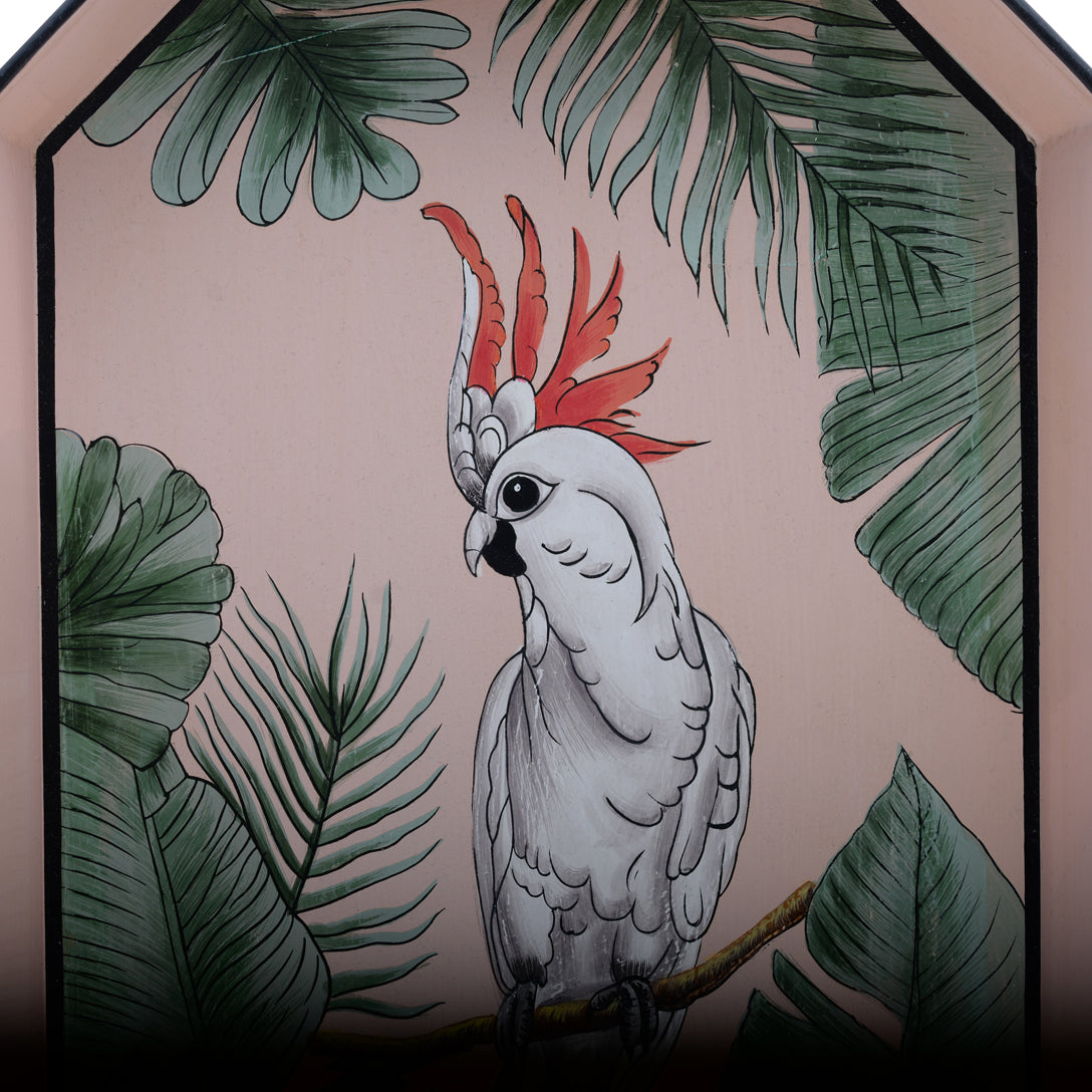 Cockatoo hand-painted iron tray