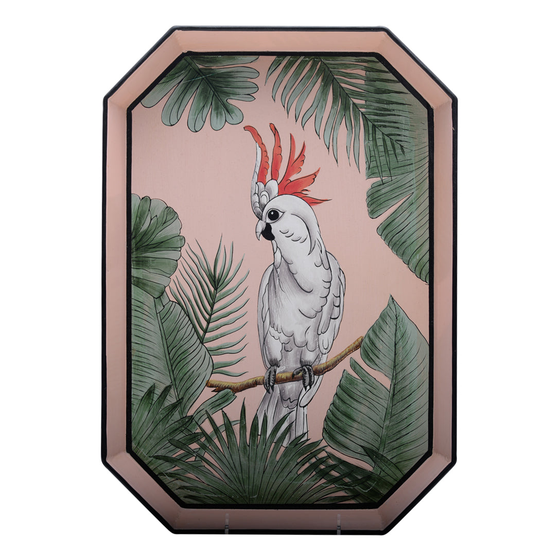 Cockatoo hand-painted iron tray