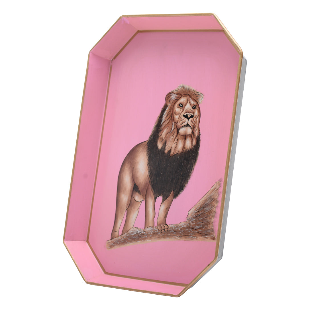 Lion hand-painted iron tray