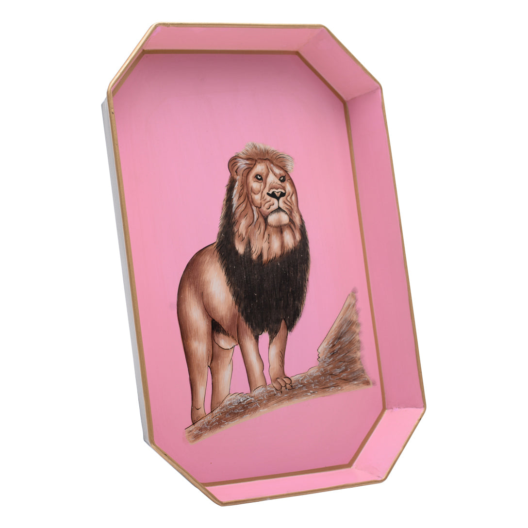 Lion hand-painted iron tray
