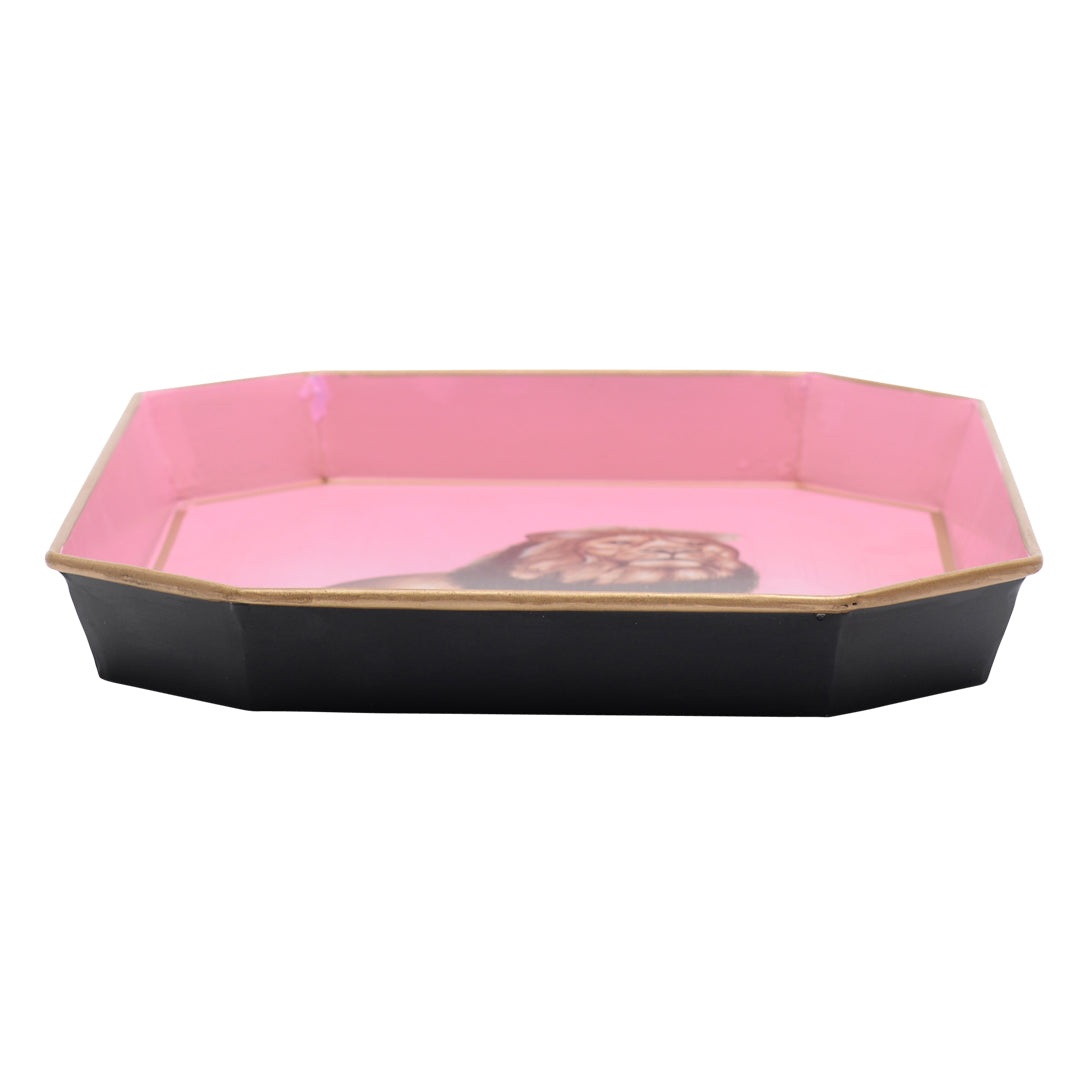 Lion hand-painted iron tray