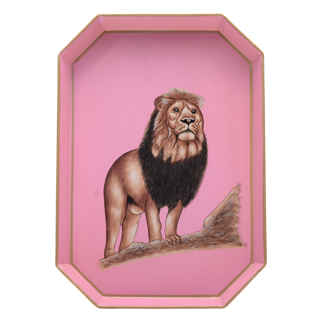 Lion hand-painted iron tray