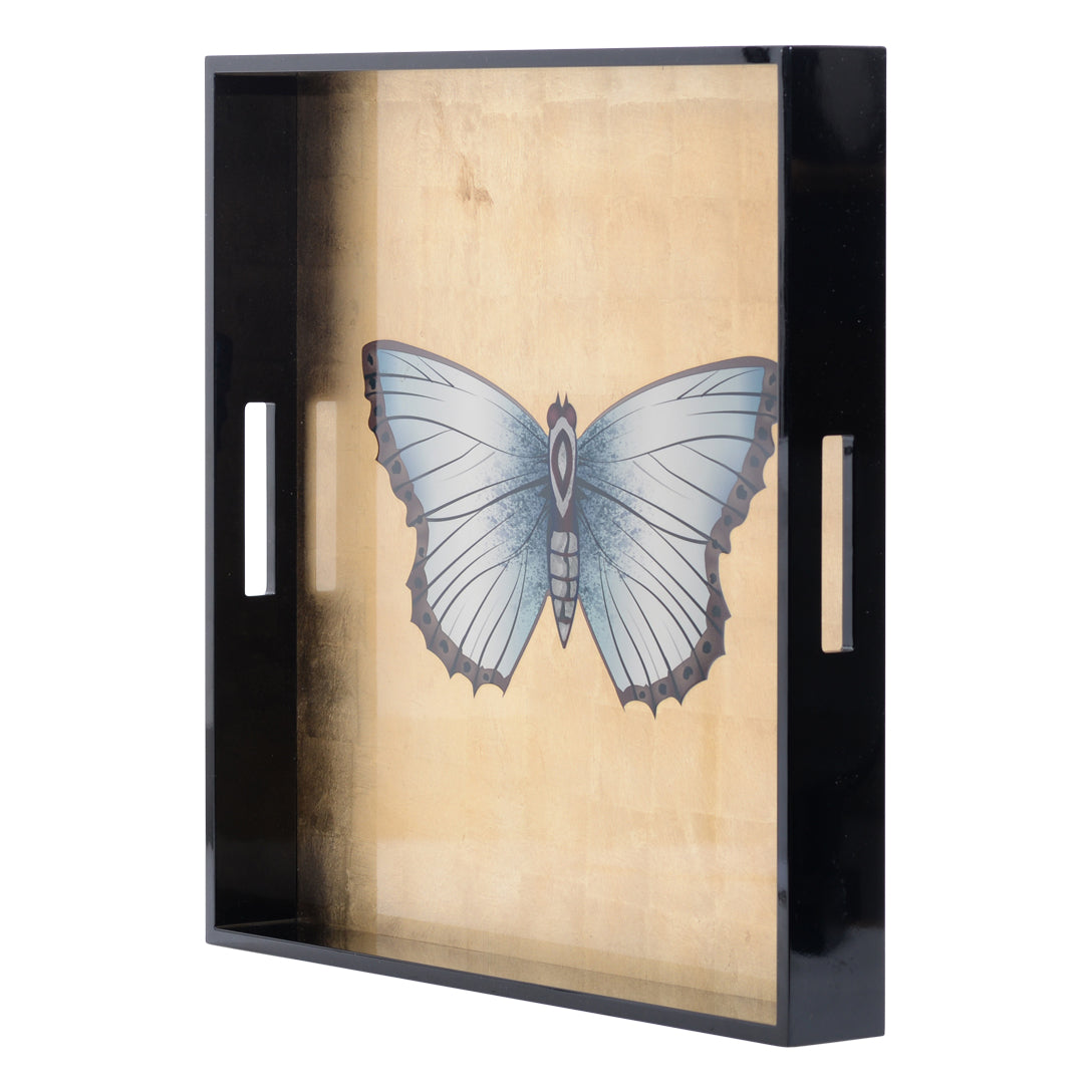 Butterfly hand-painted wooden tray