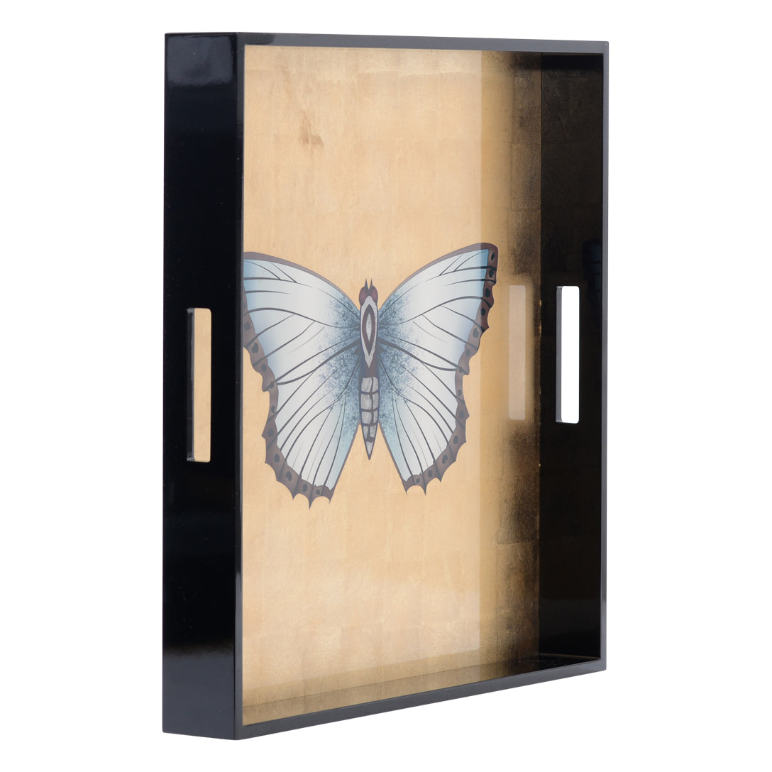 Butterfly hand-painted wooden tray