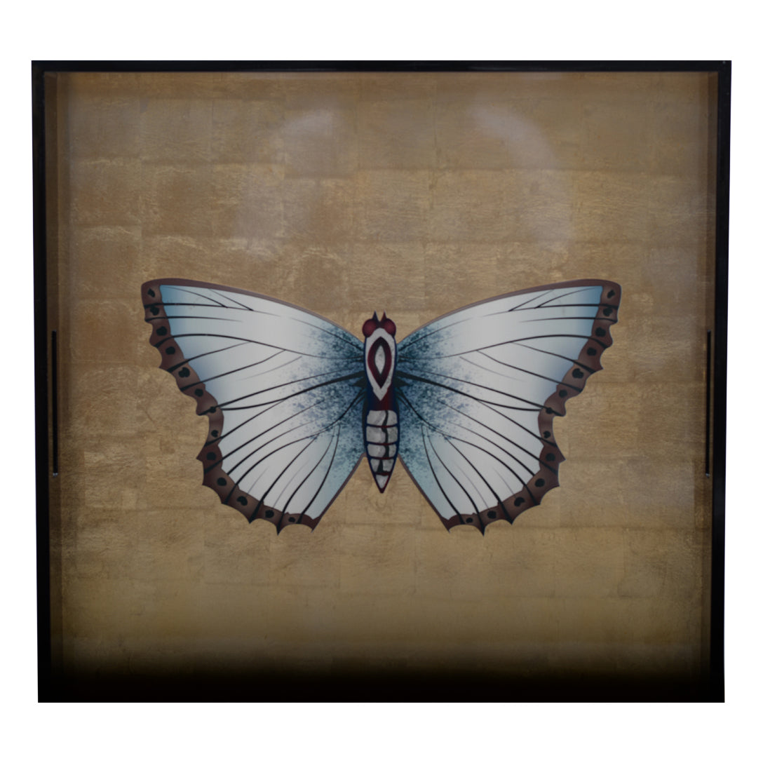 Butterfly hand-painted wooden tray