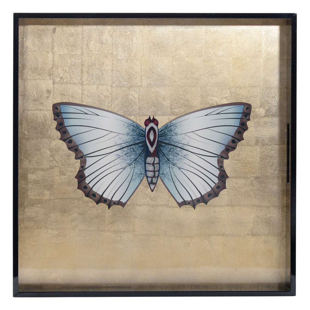 Butterfly hand-painted wooden tray