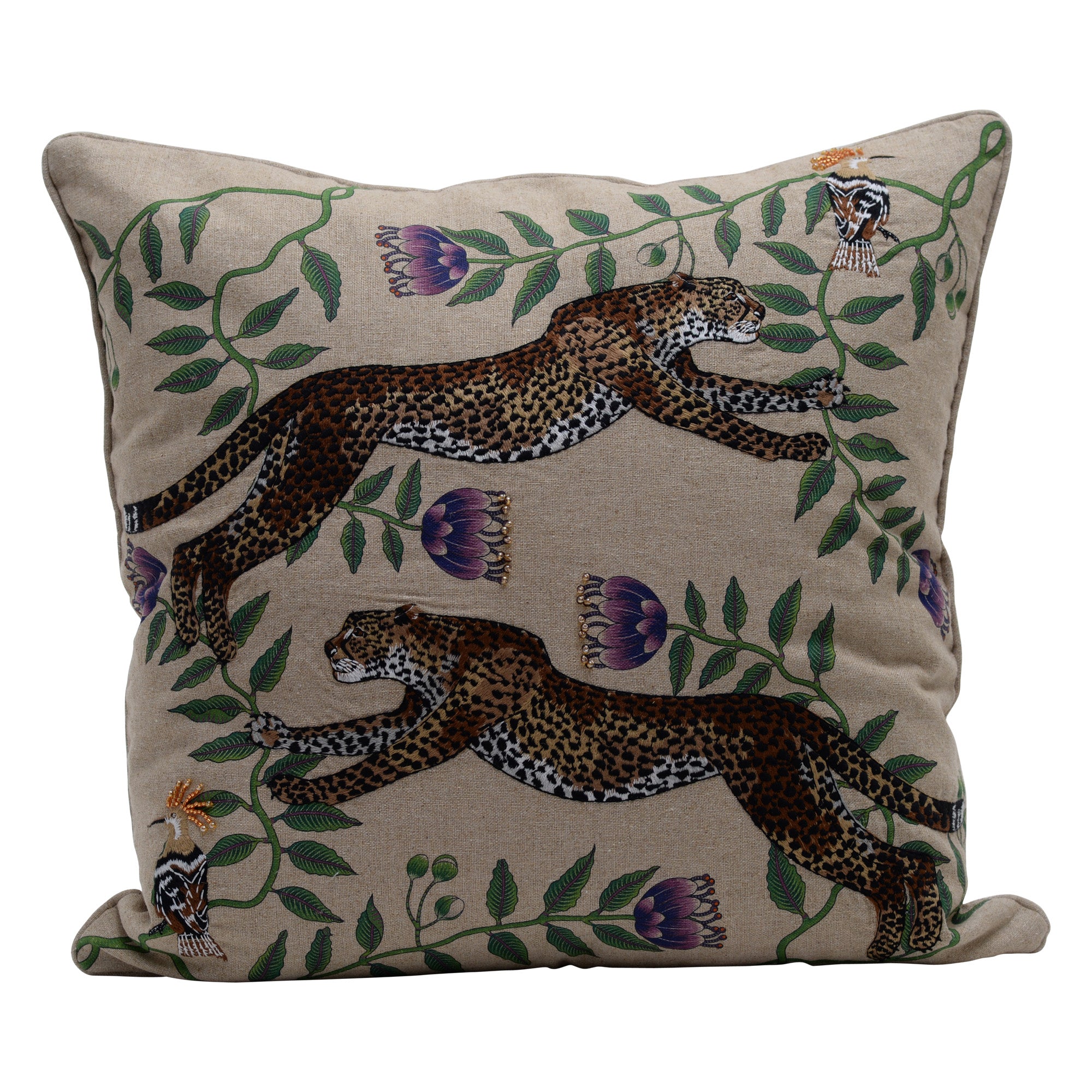 Linen cheetah cushion