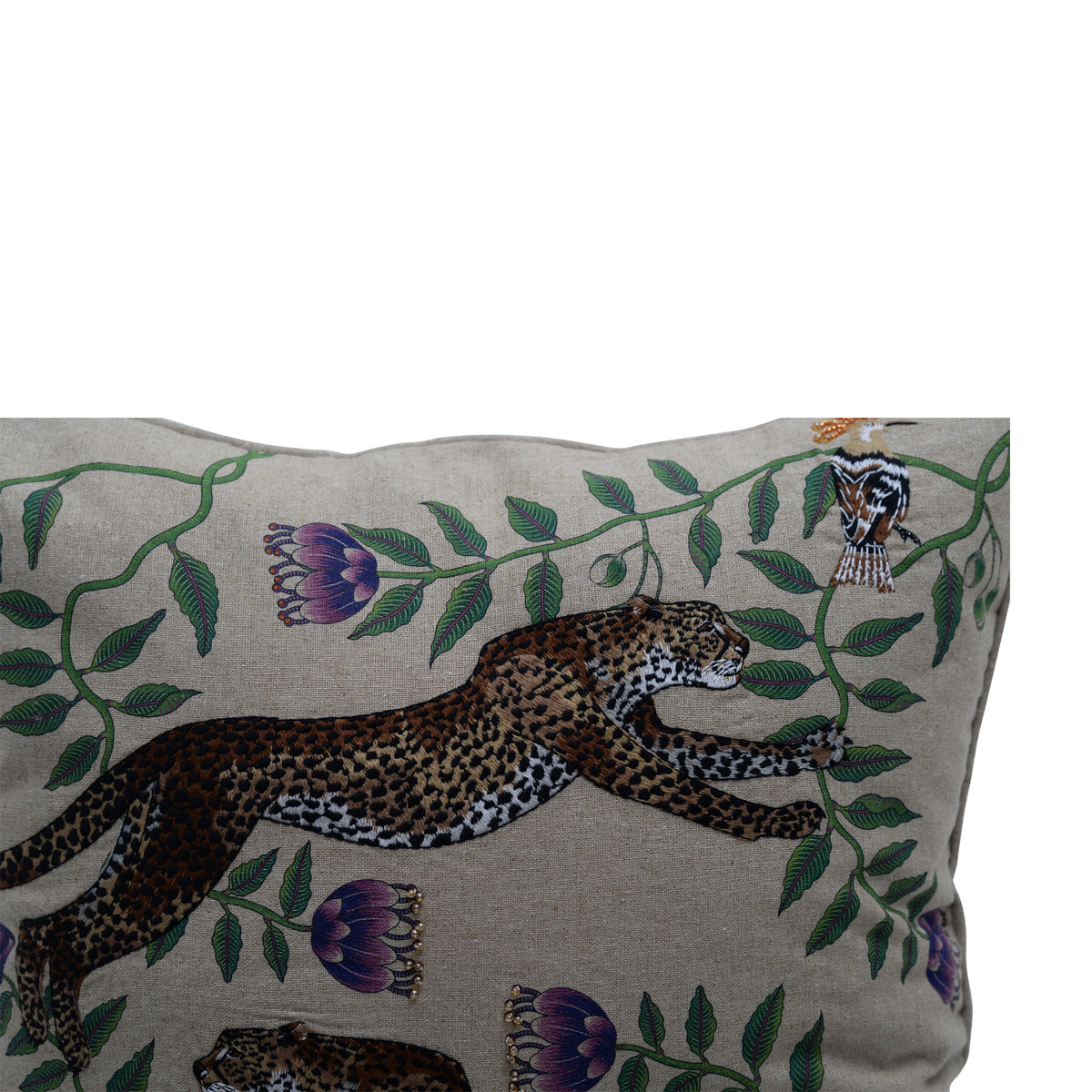 Linen cheetah cushion