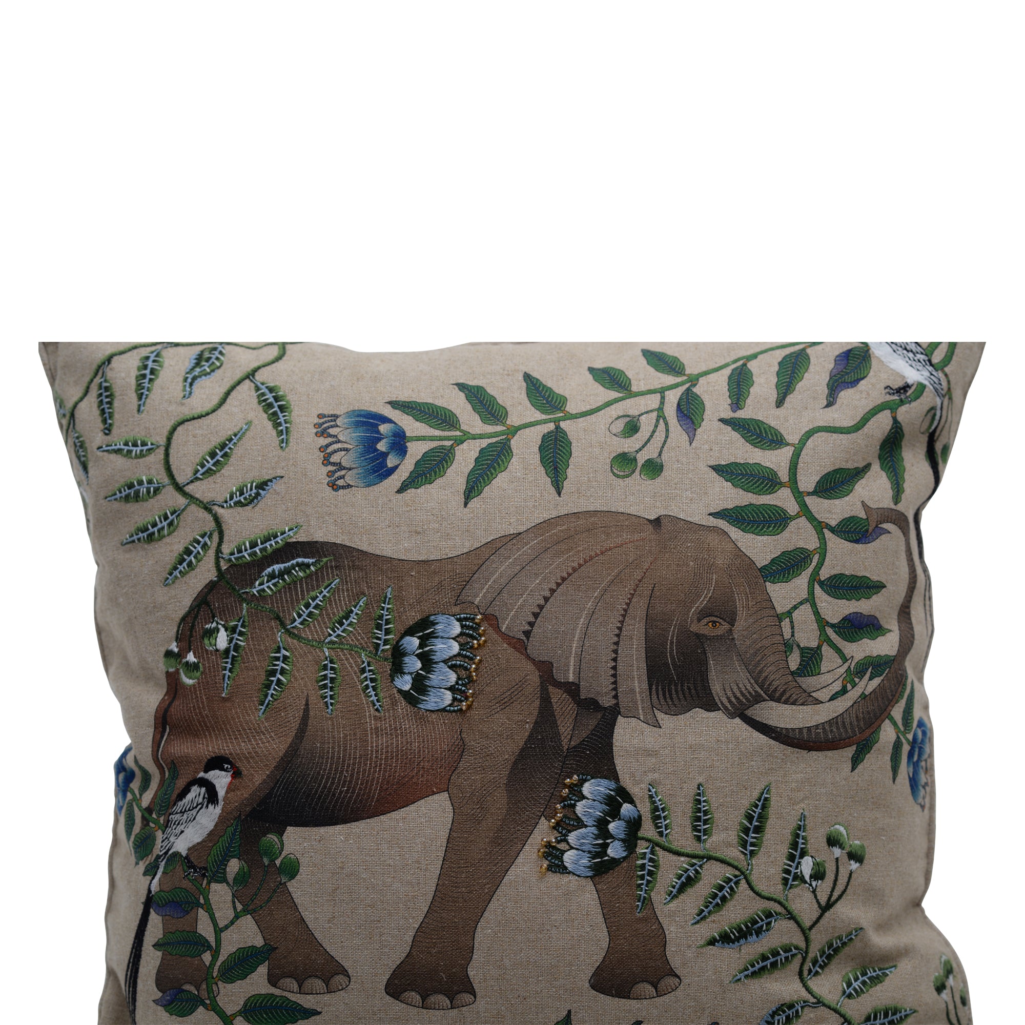 Linen elephant cushion