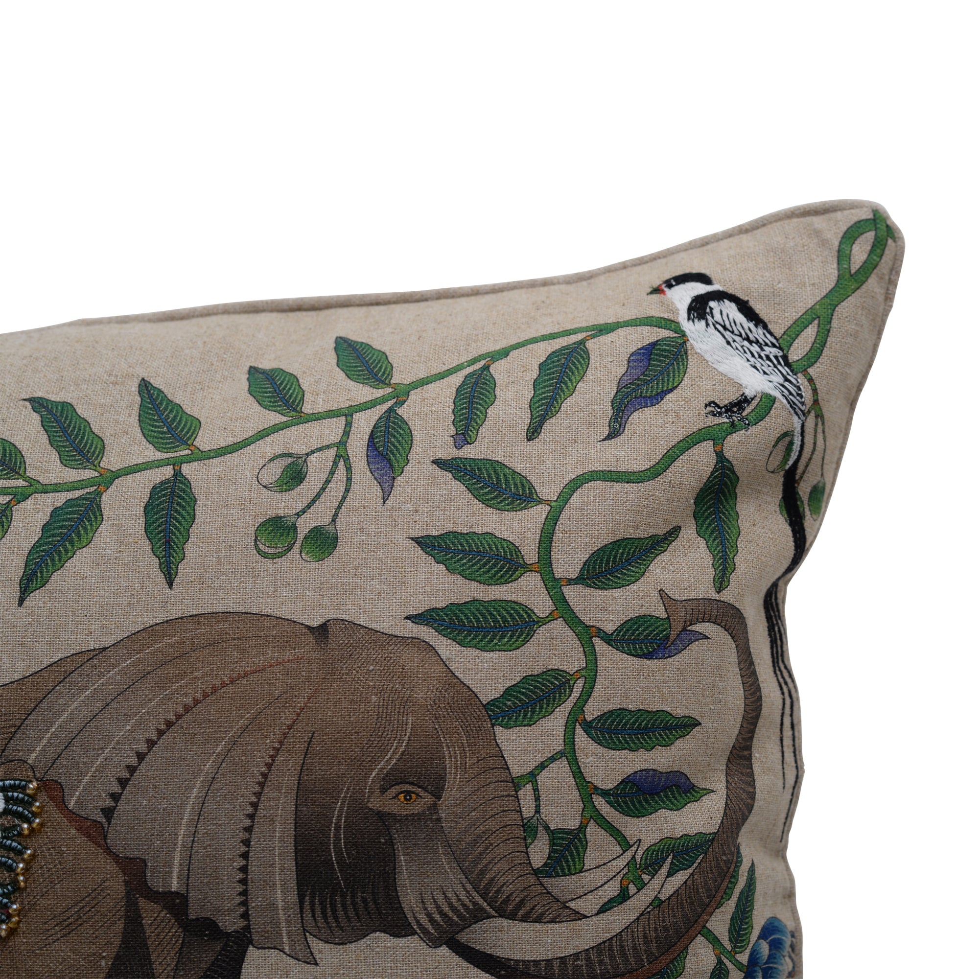 Linen elephant cushion