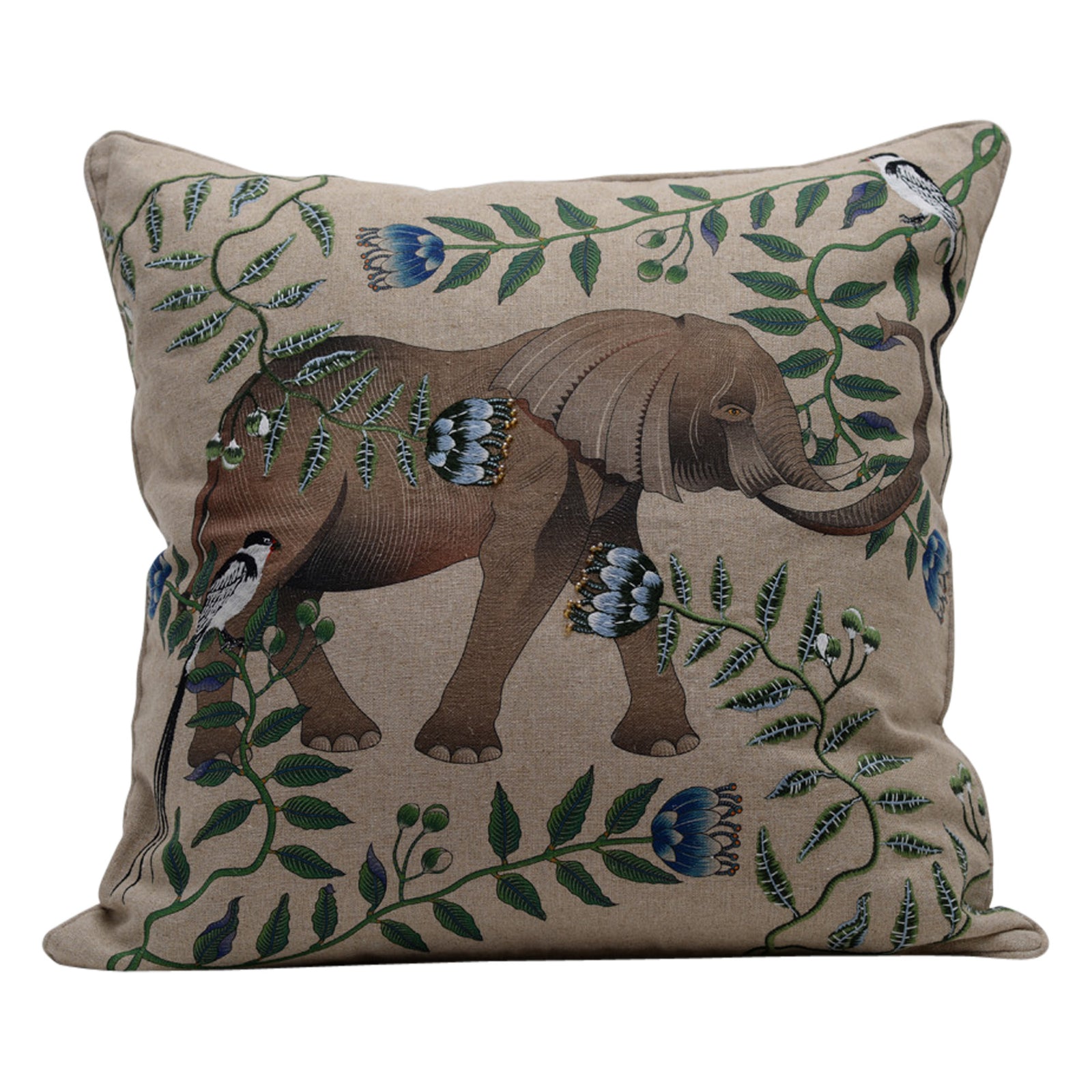 Linen elephant cushion